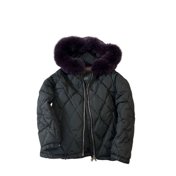 Prada fur trimmed hoodie down jacket size S - Picture 1 of 14